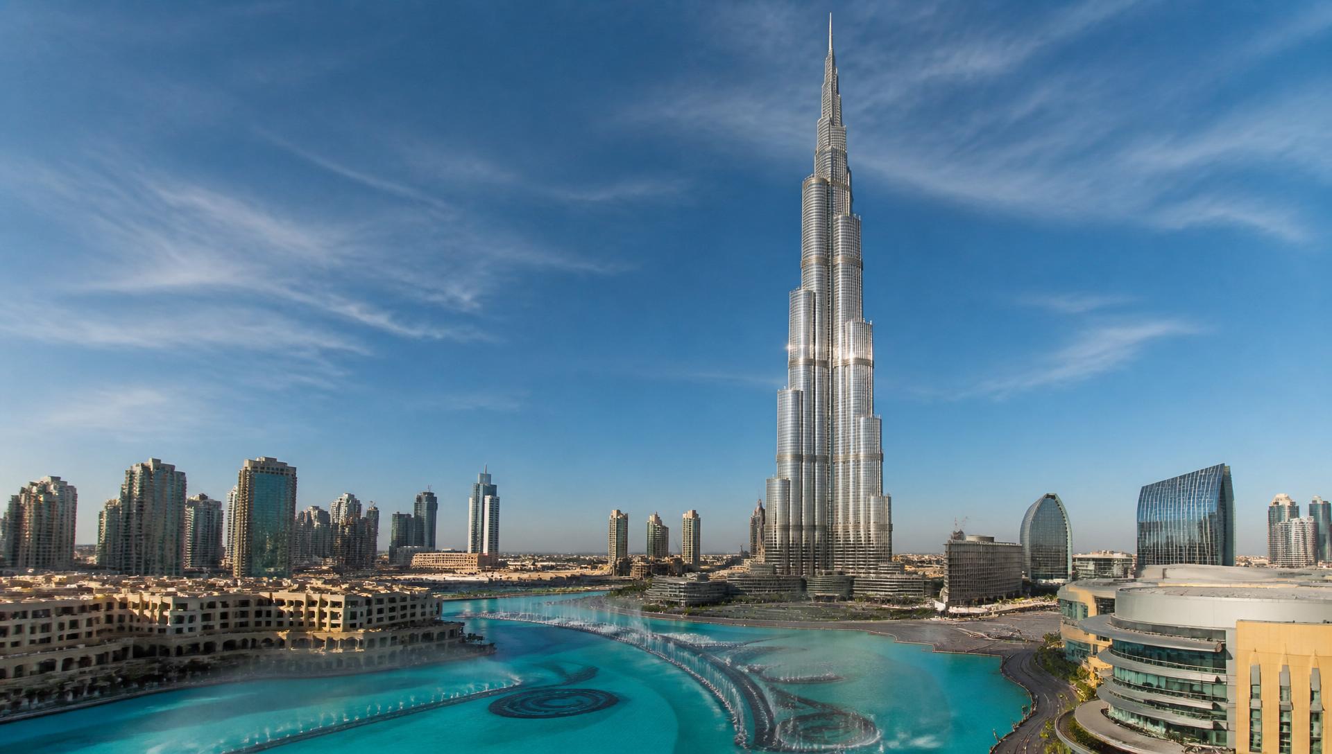 Dubai skyline with Burj Khalifa in daytime